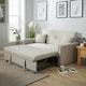 image 2 of Linen Upholstered Two Seater Pull-Out Double Sofa Bed Chair | Cream | Beige