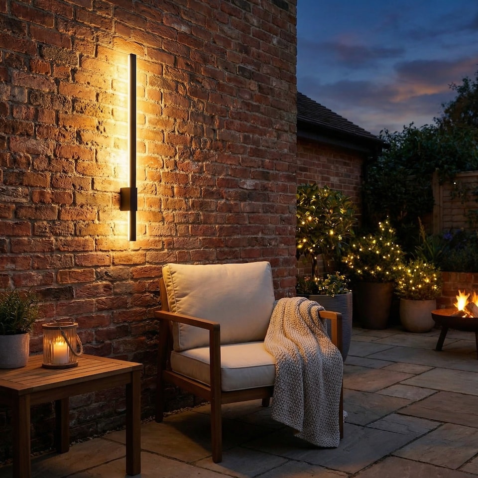 image 1 of Auraglow Linear Indoor & Outdoor LED Wall Light Black | Black | 1 Pack 90cm