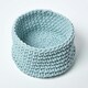 image 2 of Homescapes Pastel Blue Cotton Knitted Round Storage Basket - 37 x 21 cm Blue | M