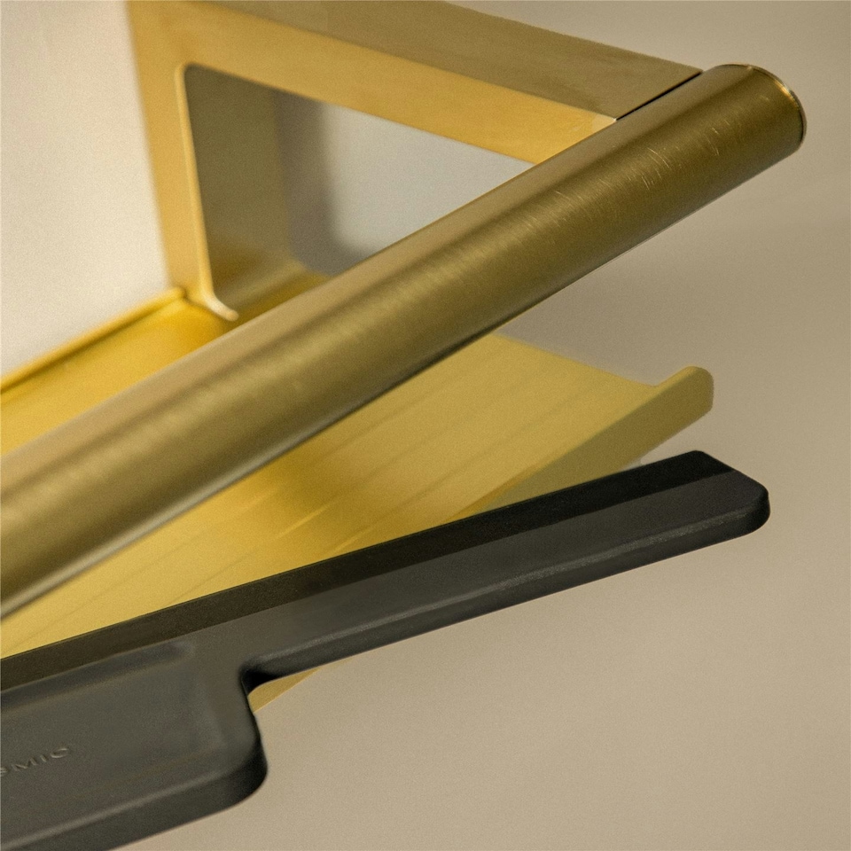 image 1 of Cosmic Glass Soap Dish with Screws and Durable Metal for Bathroom, Brushed Gold