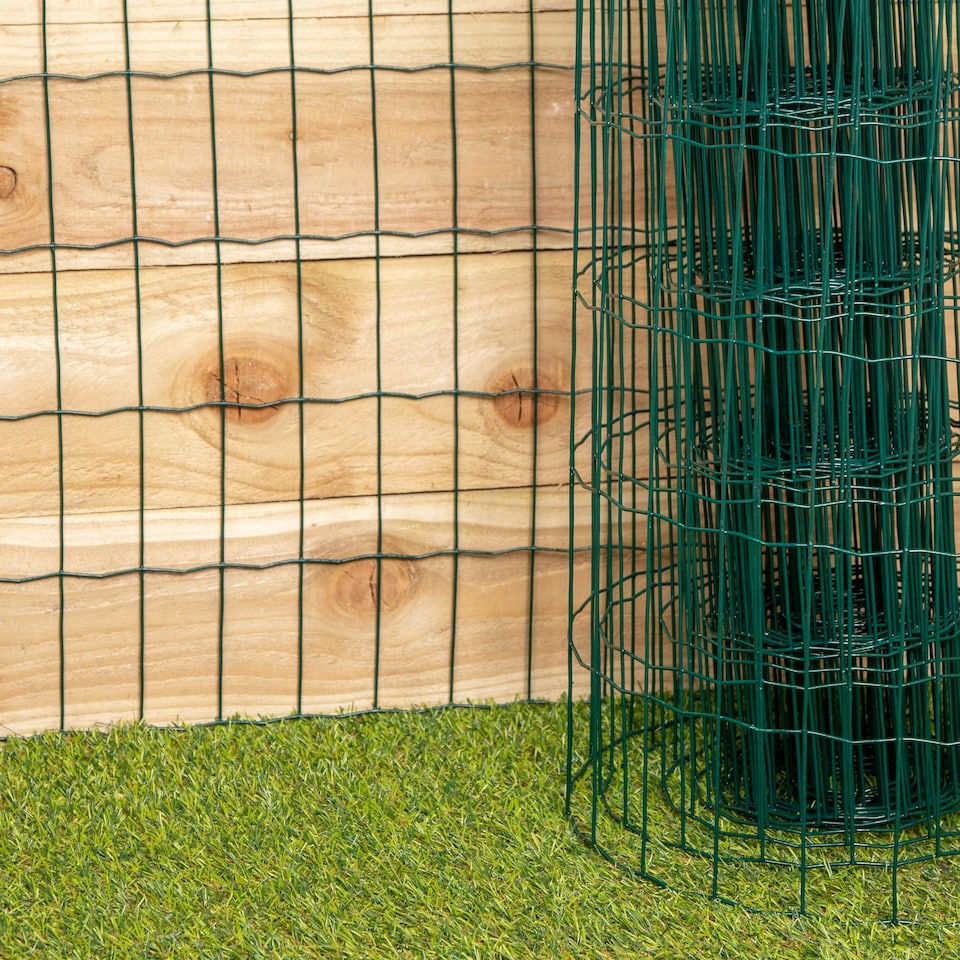 image 1 of 10m x 60cm of Green PVC Plastic Coated Metal Garden Border / Fence Green