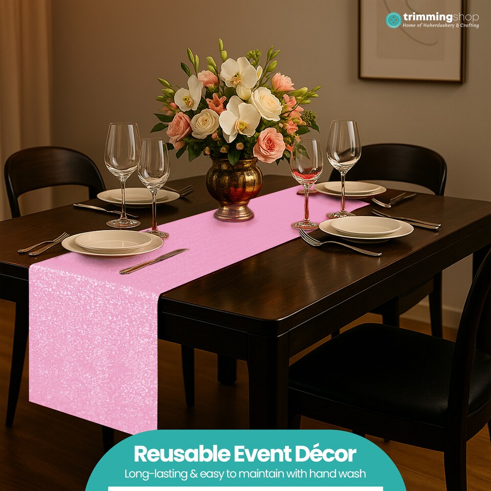 image 1 of Shimmer Sequin Table Runner, Overlay Sequin Table Linen - 11x108 Inch
