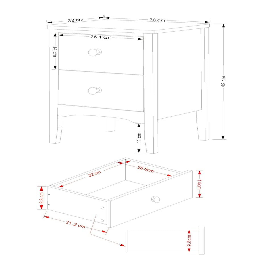 image 1 of Como White, 2 Petite Drawer Bedside Cabinet White
