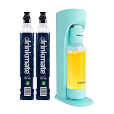 Drinkmate OmniFizz Soda Maker, Sparkling Water Maker with x2 60L CO2 Canisters - Blue