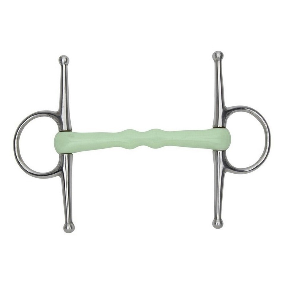 Equikind Mullen Mouth Horse Full Cheek Snaffle Bit - Pale Green - 4.5in