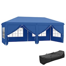Outsunny 3m x 6m Pop Up Gazebo Party Tent Canopy Marquee with Storage Bag Blue