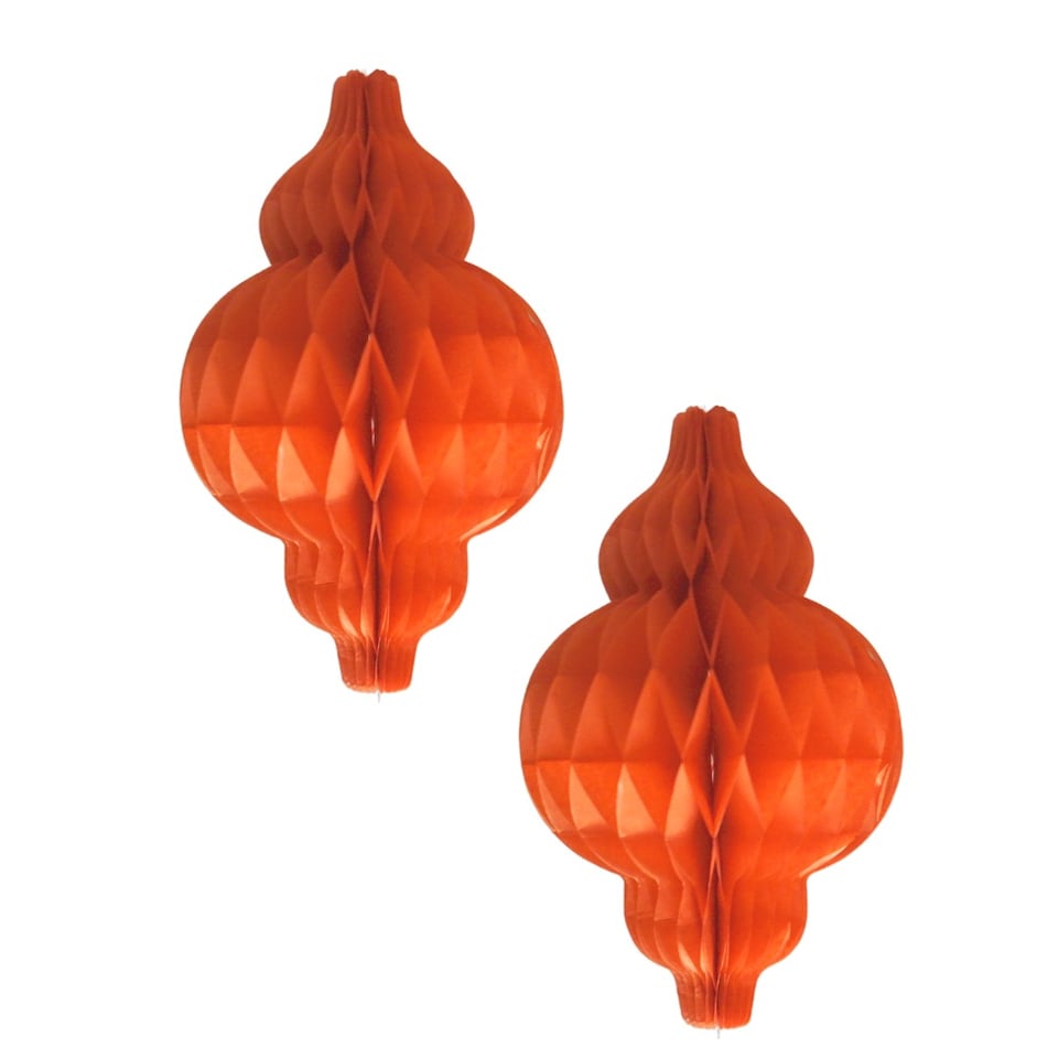 image 1 of Lantern Honeycombs (2pk) - Orange