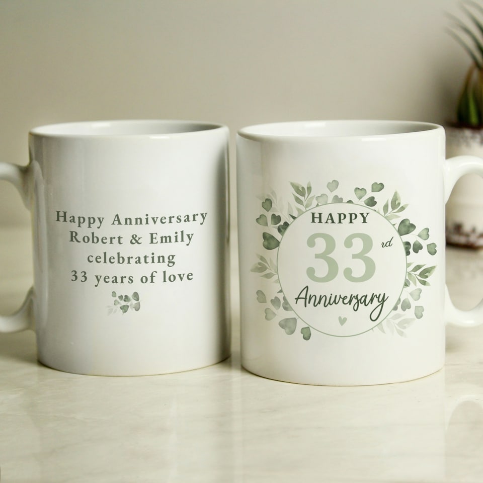 image 1 of Personalised Botanical Anniversary Mug White