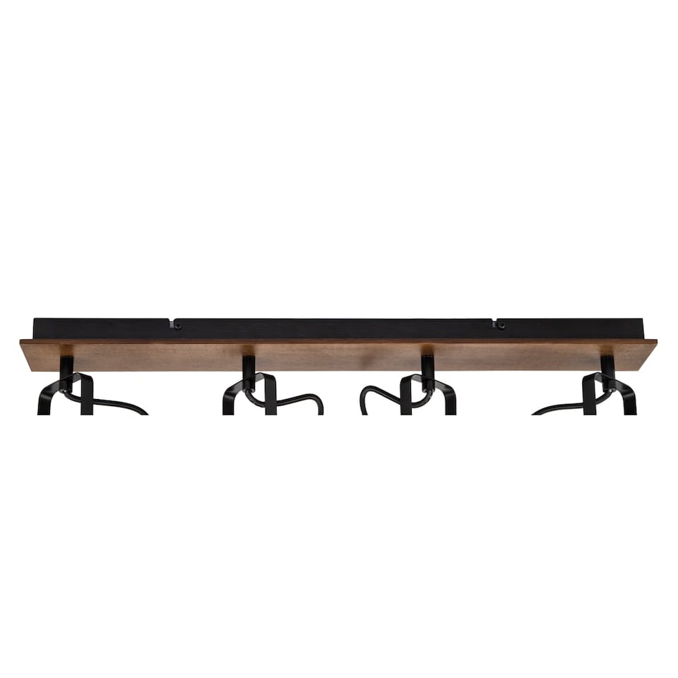 image 1 of COSYLYTE Riverton 4 Light Matt Black Spotlight with Walnut Wooden Backplate | Black | Walnut wood | 1