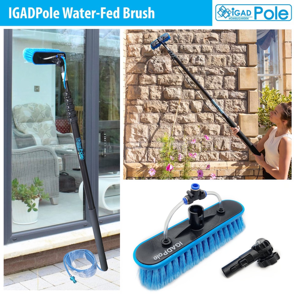 image 1 of IGADPole 2023 10"(25cm) Water Fed Brush Head replacement, fed Tee and angle connector