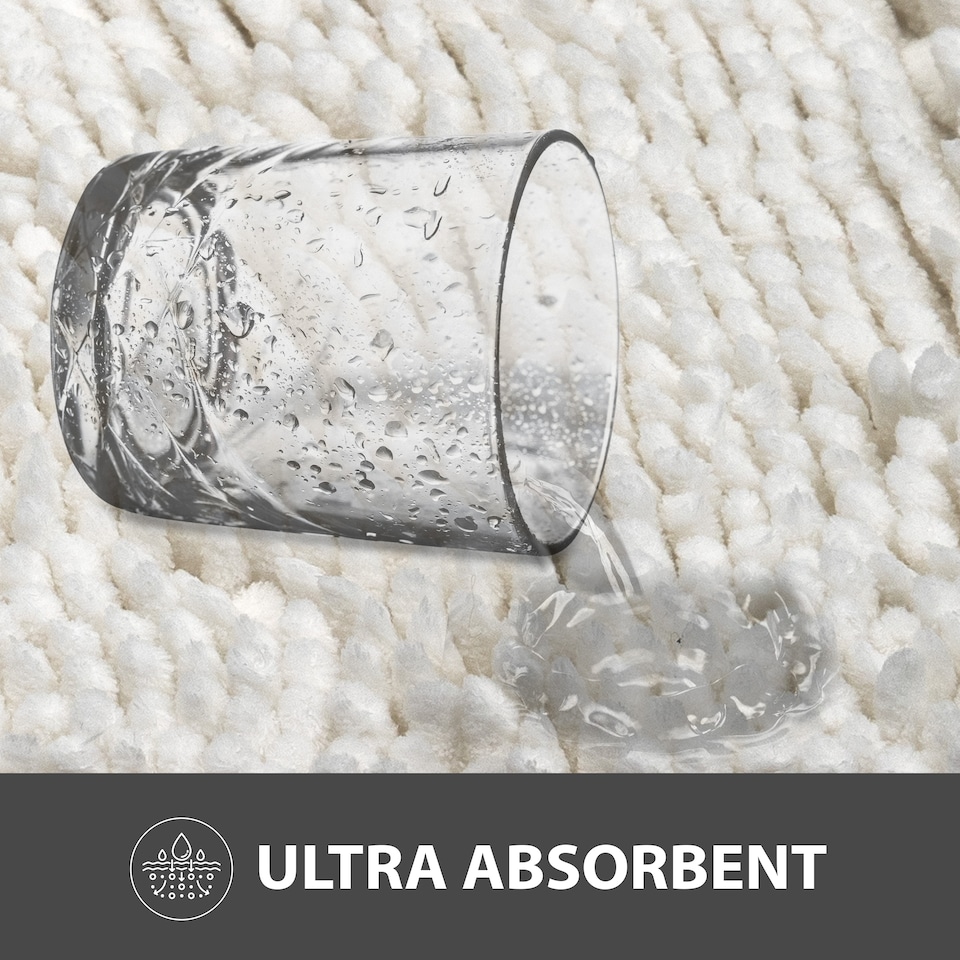 image 1 of Non Slip Bath Mat Water Absorbent Shower Mats Machine Washable Bathroom Rug, White | White