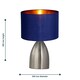 image 5 of First Choice Lighting Valentina Brushed Chrome Touch Lamp with Navy Blue Gold Shade Silver | Blue