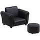 image 2 of HOMCOM Kids Sofa Set Toddler Chair Children Couch Seating Armchair w Footstool | Black | One Size