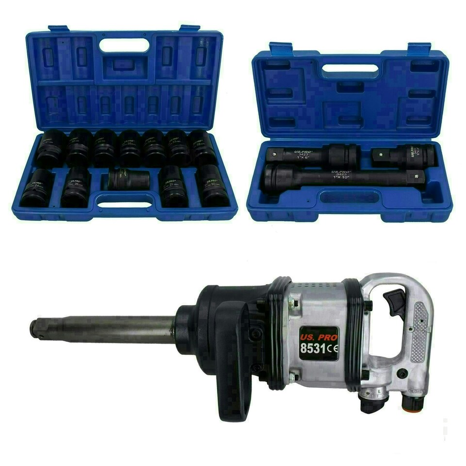 image 1 of 1" Drive Anvil Air Impact Wrench Gun 2200Nm 12 Sockets 24 - 41mm + Extensions