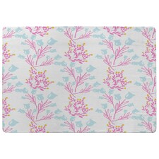 Pink & Blue Flower Design (Rug) Pink | Large: 140x200cm