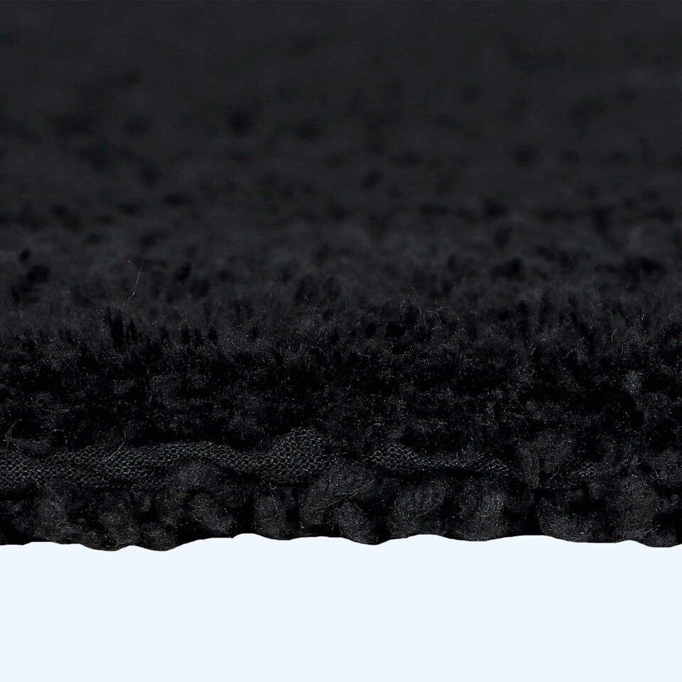 image 1 of Homescapes Luxury Reversible Semi Circle Bath Mat - Black Black