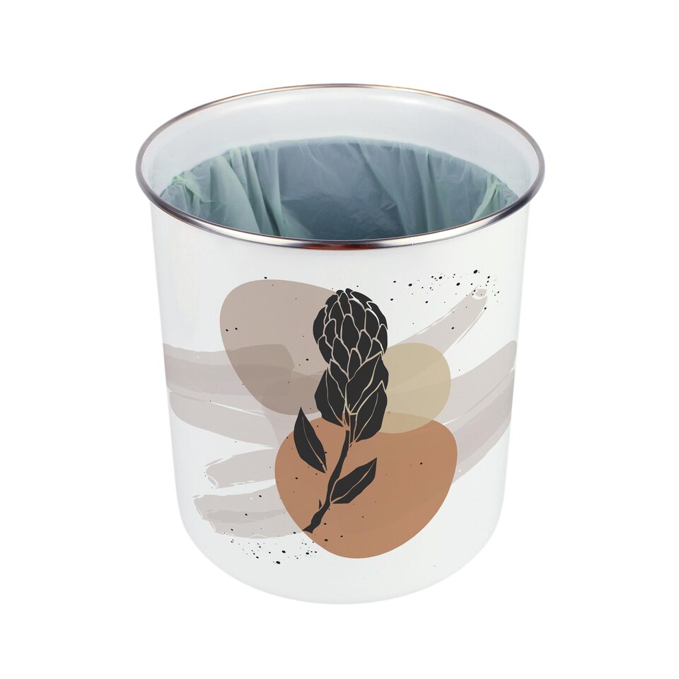 image 1 of Proteas Flowers Food Waste Caddy - Metal 2L Decorative Kitchen Compost Bin