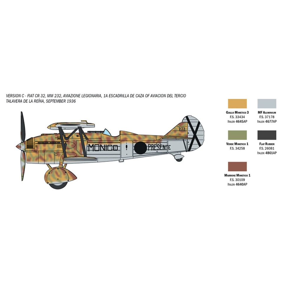 image 1 of Italeri FIAT CR.32 Freccia Plane Italian Military Aircraft Model Kit Scale 1-72