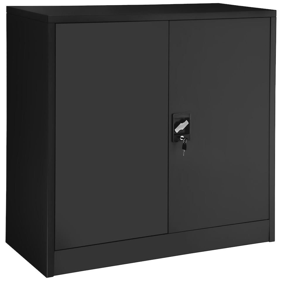 image 1 of Filing Cabinet - 3 shelves, height-adjustable, lockable, 90 x 40 x 90 cm | Black | black | 90 x 40 x 90 cm | 1