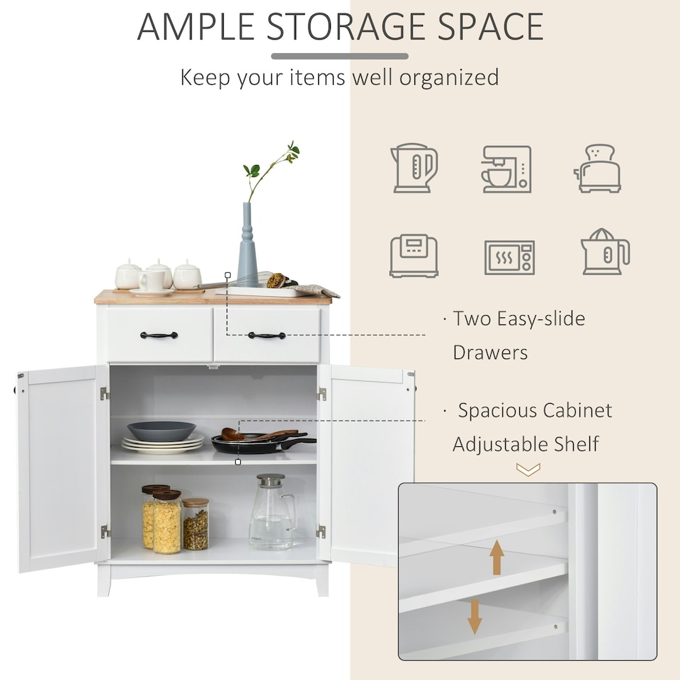 image 1 of HOMCOM Simple Kitchen Cupboard Storage Cabinet w/ Drawer Living & Dining Room