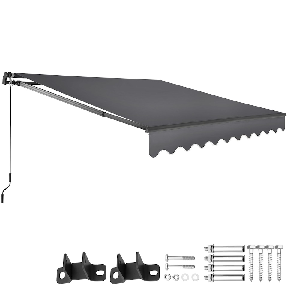 image 1 of Retractable Awning Ornella - wall bracket incl, easy adjustment, and UV blocking | Grey | dark grey | 250 x 200 cm | 1