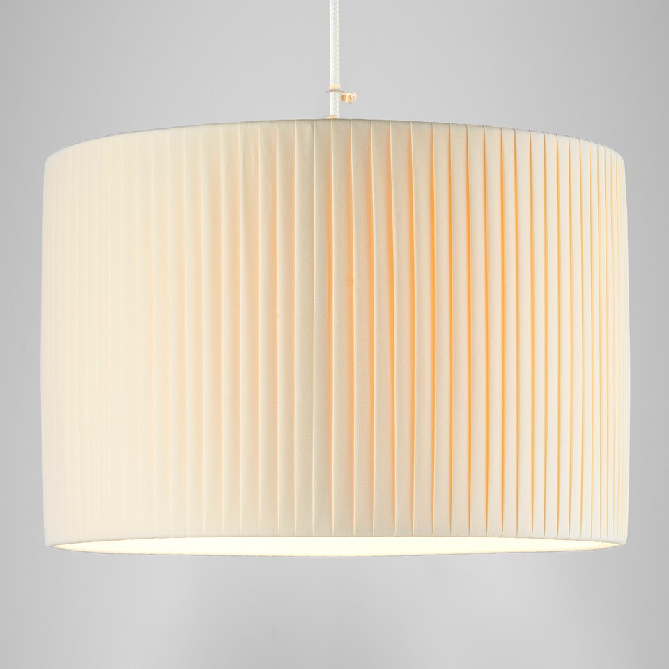 image 1 of Contemporary Designer Double Pleated Cream Cotton Fabric 12 Drum Lamp Shade | Cream | 12"