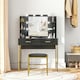 image 1 of HOMCOM Makeup Vanity Desk Set with Lighted Mirror, Stool, Drawers, Black