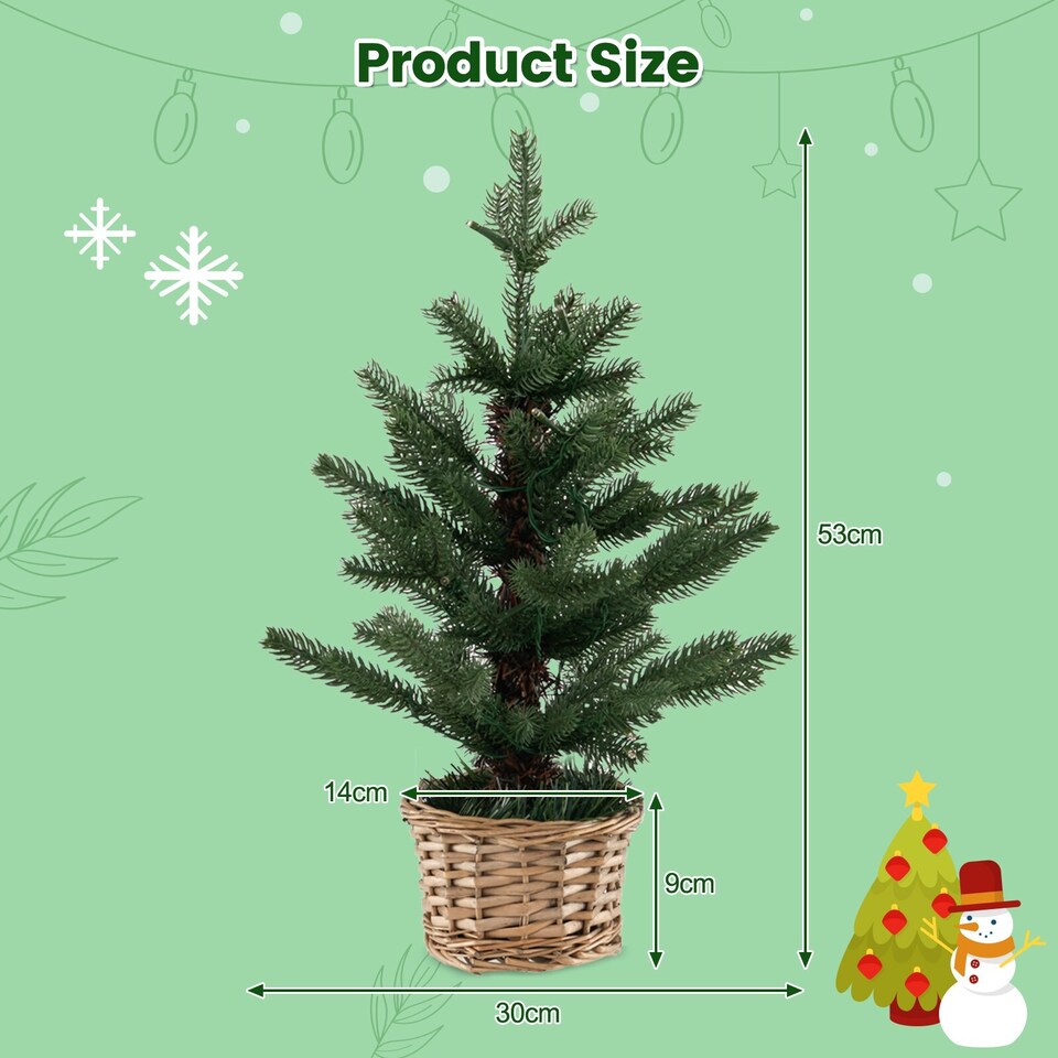 image 1 of COSTWAY Pre-lit Mini Christmas Tree 96 Tips & 20 Lights With Timer Tabletop Xmas Decor