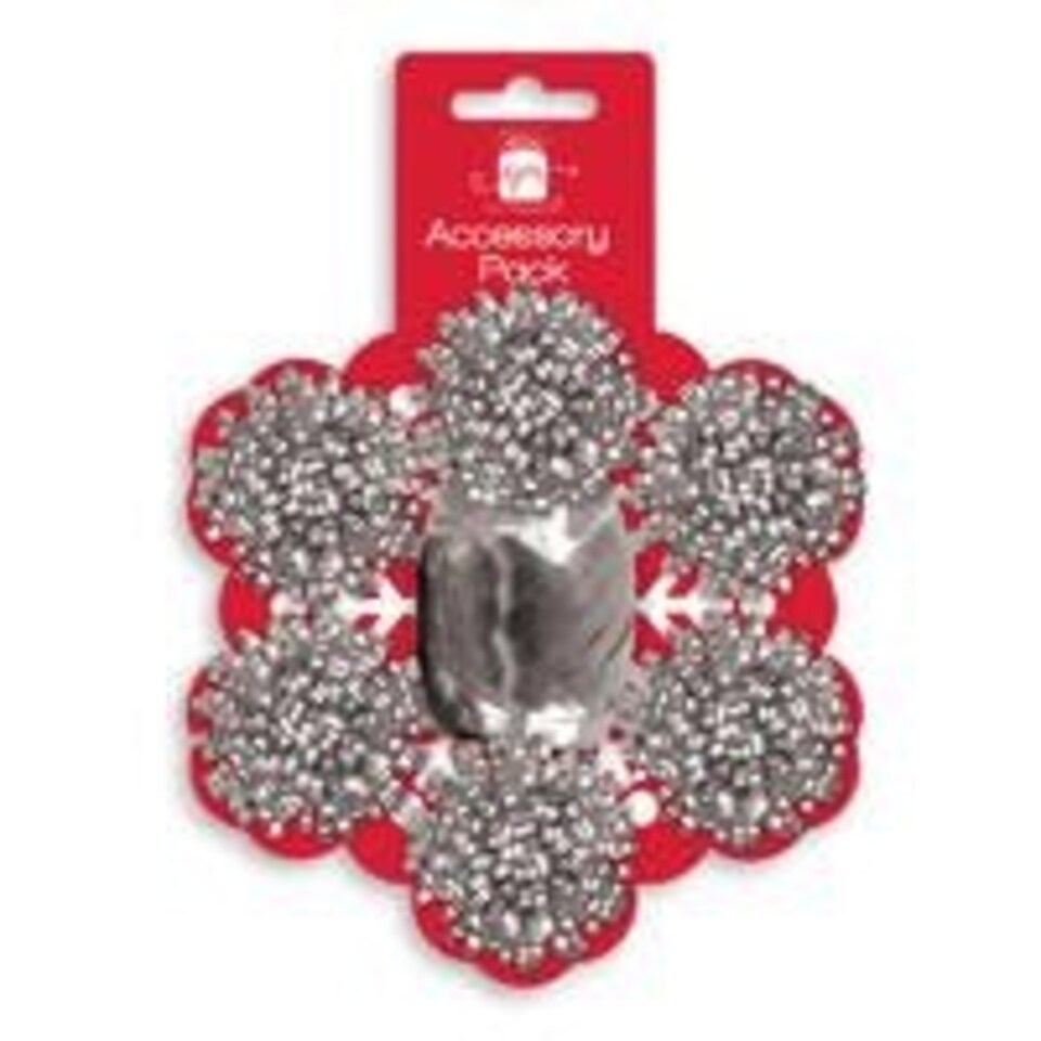 image 1 of Pack of 7 Pieces Christmas Silver Bows and Cop Set