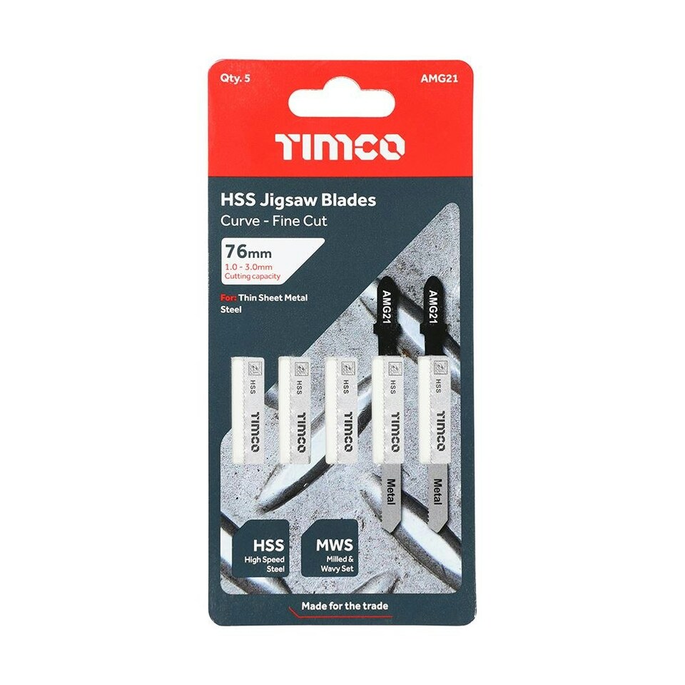 image 1 of Timco - Jigsaw Blades - Metal Cutting - HSS Blades (Size T218A - 5 Pieces)