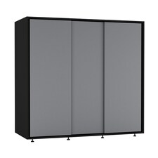 120cm 3 Sliding Doors Children Kids Wardrobe Bedroom Storage Closet Hanging Rail | Multi | Black with Grey Doors | 1