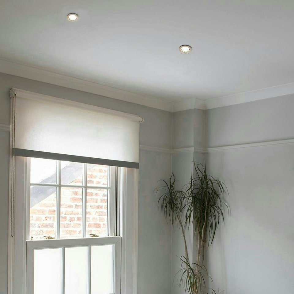 image 1 of ValueLights 4 Pack Fire Rated Black Chrome GU10 Recessed Ceiling Downlights Spotlights