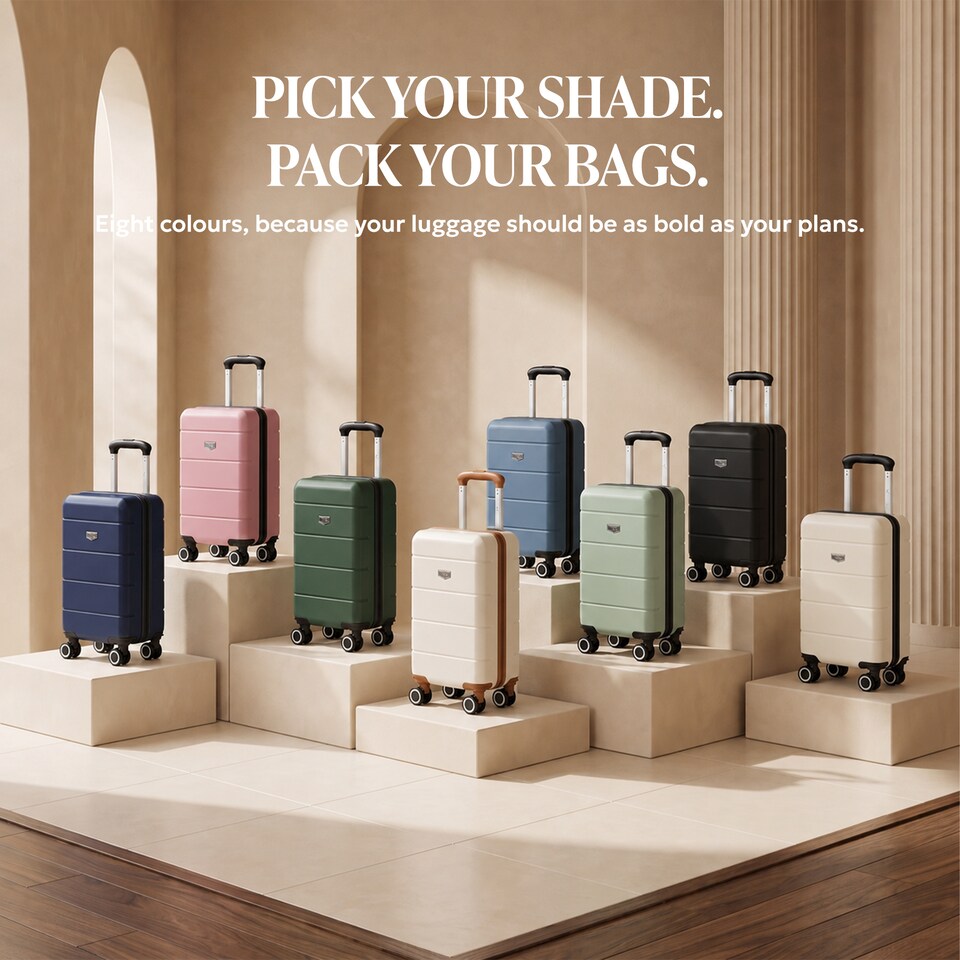 image 1 of Lugg Jetset Lightweight ABS Hard Shell Cabin Suitcase with 4 Spinner Wheels (40x30x20cm)
