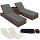 image 1 of Sun Lounger Set - 2 loungers, 1 side table, aluminium frame, adjustable backrest, rain cover | Brown | brown | 1