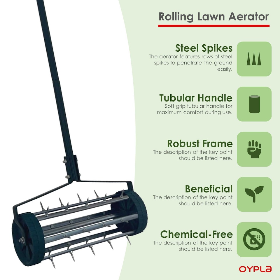image 1 of Heavy Duty Garden Lawn Aerator - c/w Spikes