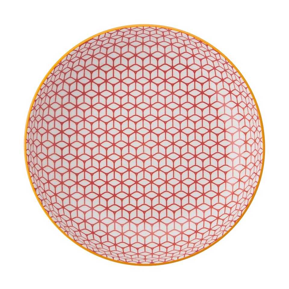 image 1 of Mikasa Set of 4 Blue Geometric Stoneware Pasta Bowls