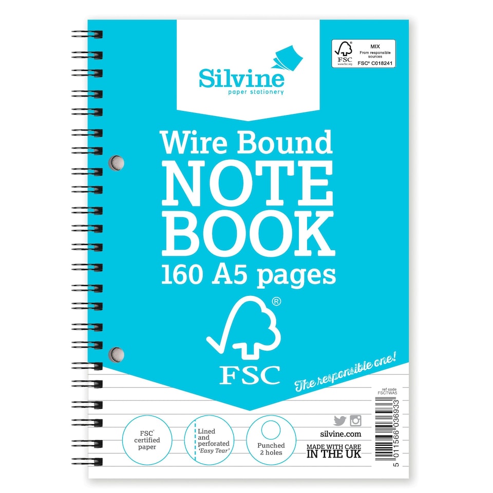 image 1 of A5 FSC Certified Wirebound Notebook 160 Pages