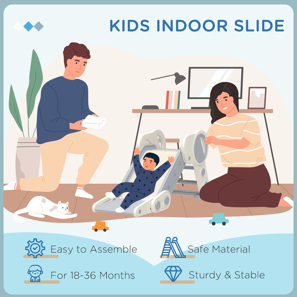 image 1 of AIYAPLAY Freestanding Foldable Kids Slide, Baby Slide for 1.5-3 Years, Grey