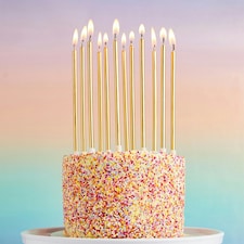 Gold Tall Skinny Celebration Candles - Pack of 12