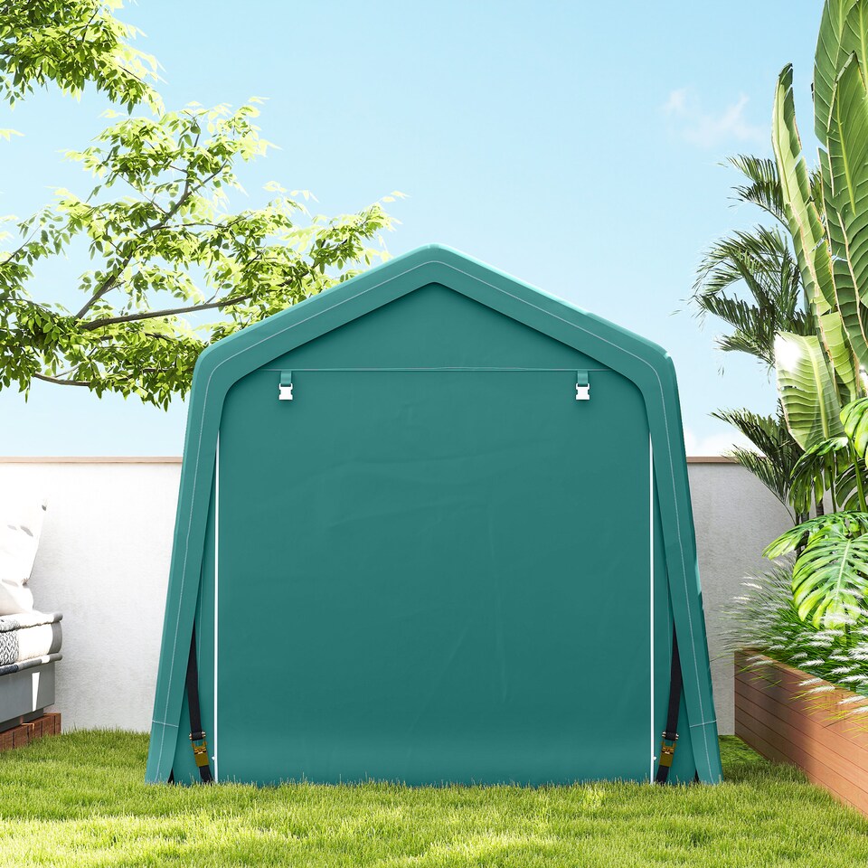 image 1 of Outsunny Outdoor Garden Storage Shed Waterproof Bike Tent w/ Zipper Doors