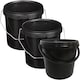 image 1 of 10 x Strong Heavy Duty 25L Black Multi-Purpose Plastic Storage Buckets With Lid & Handle