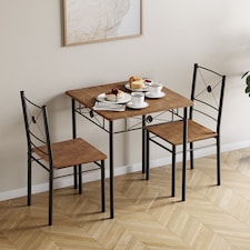 Vida Designs Roslyn 2 Seater Dining Set 3 Piece Table & Chairs, Dark Wood