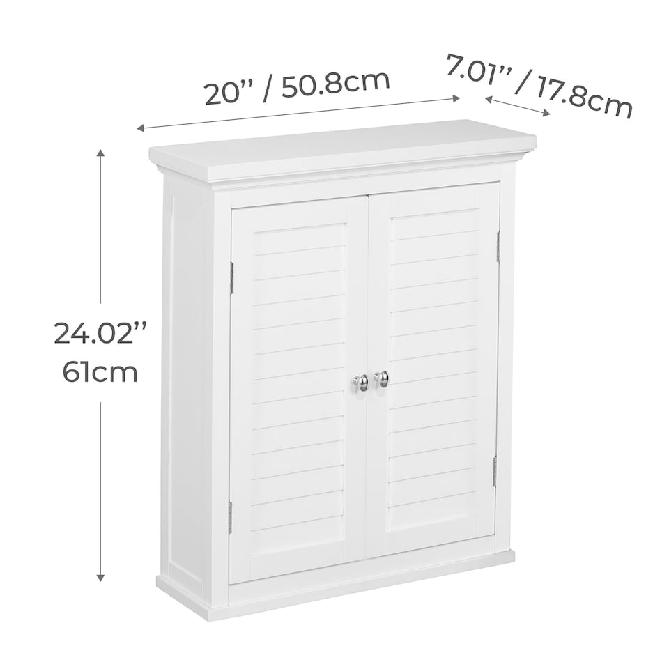 image 1 of Teamson Home Wooden Bathroom Wall Cabinet 2 Doors White