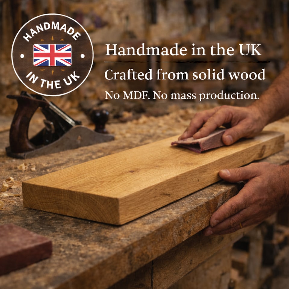 image 1 of MKGT Solid Wood Radiator Shelf with No-Drill Brackets, Handmade in UK, Tudor Oak – 120cm