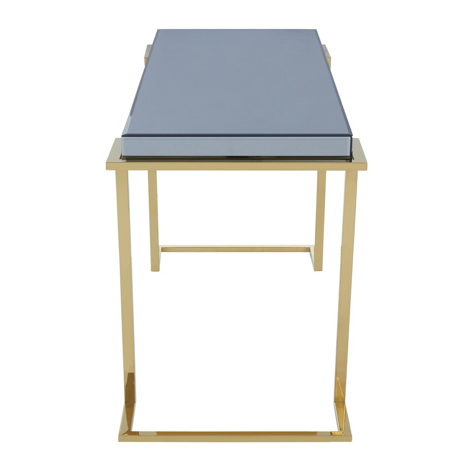 image 1 of Interiors by Premier Luxe Console Table, Modern Lounge Table With C-Shaped Base, Metallic Decorative Table, Outdoor Patio Table Grey