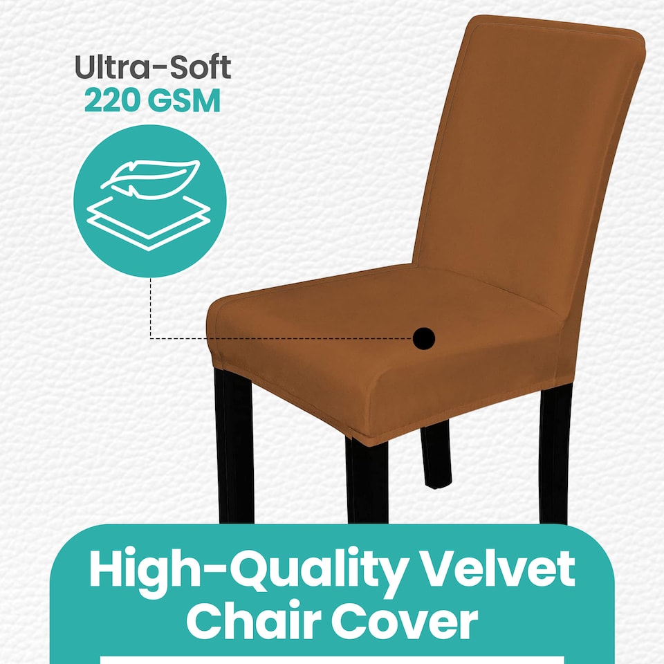 image 1 of Velvet Dining Chair Covers, Spandex High-Back Chair Slipcovers - 220GSM