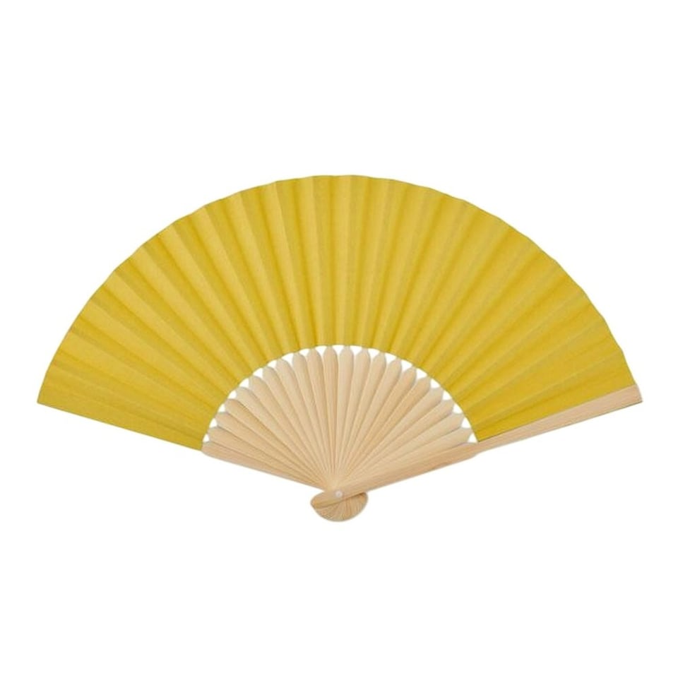 image 1 of MidOcean Fanny Bamboo Handheld Fan - Yellow - One Size