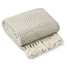 Chevron Collection Recycled Cotton Throw in Taupe (50" x 60") Brown | Natural