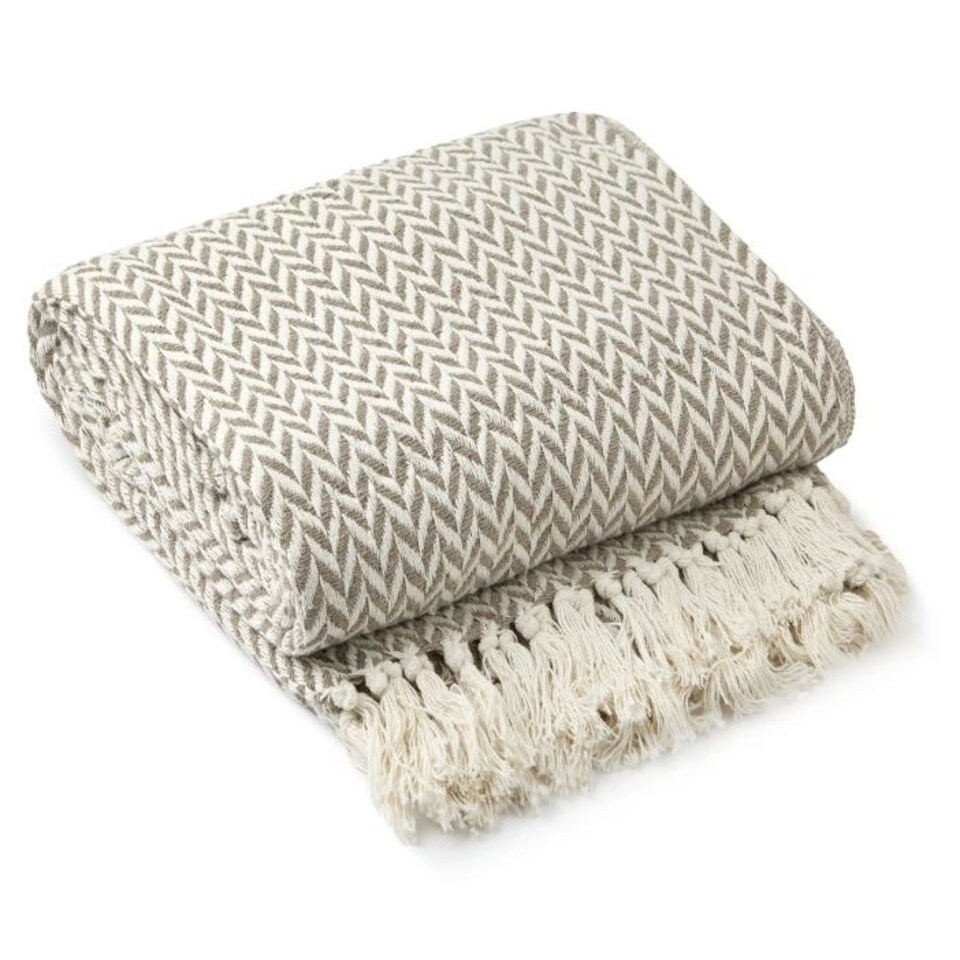 image 1 of Chevron Collection Recycled Cotton Throw in Taupe (50" x 60") Brown | Natural