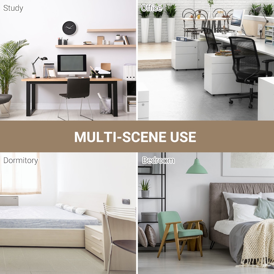 image 1 of HOMCOM Computer Desk, Writing Table, 120 x 60 x 76cm Workstation for Home Office, Study with Metal Frame, Simple Assembly, White